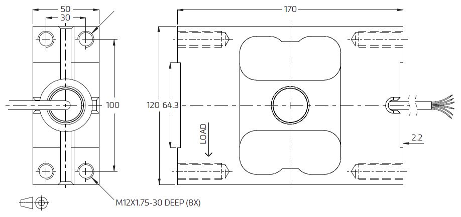 Dimensions of Flintec PC6H