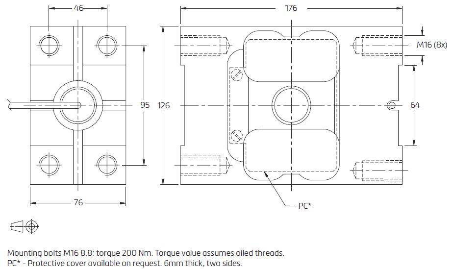 Dimensions of Flintec PCH2